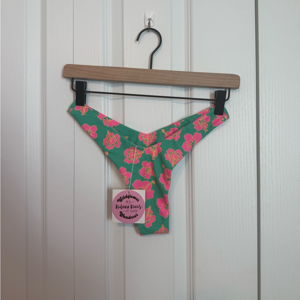 Kulani Kinis Green and Pink Floral Bikini Bottom